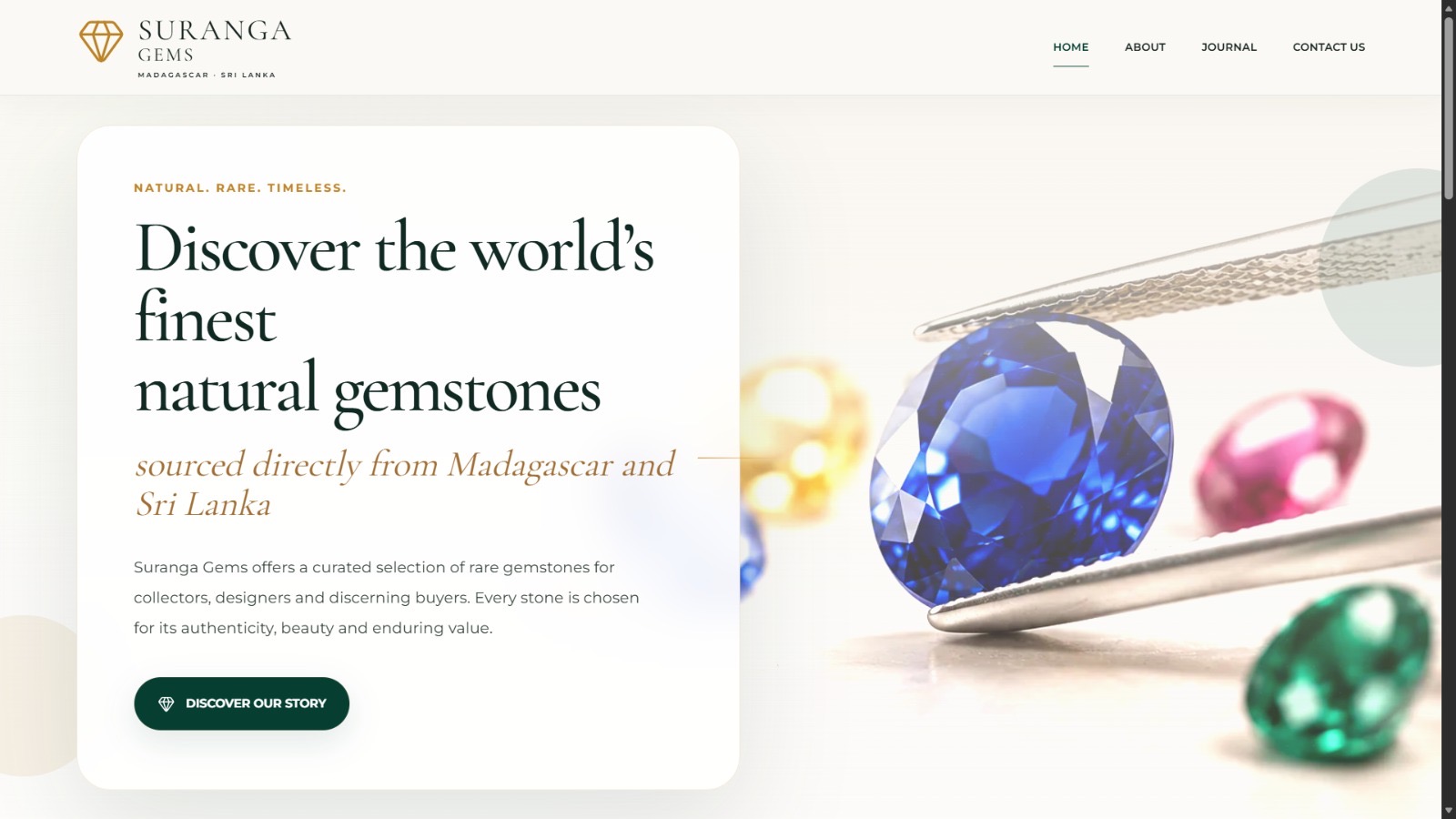 Suranga Gems website screenshot